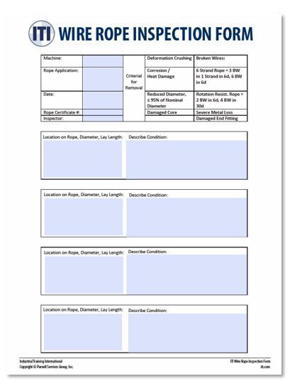 wire rope inspection requirements free sample